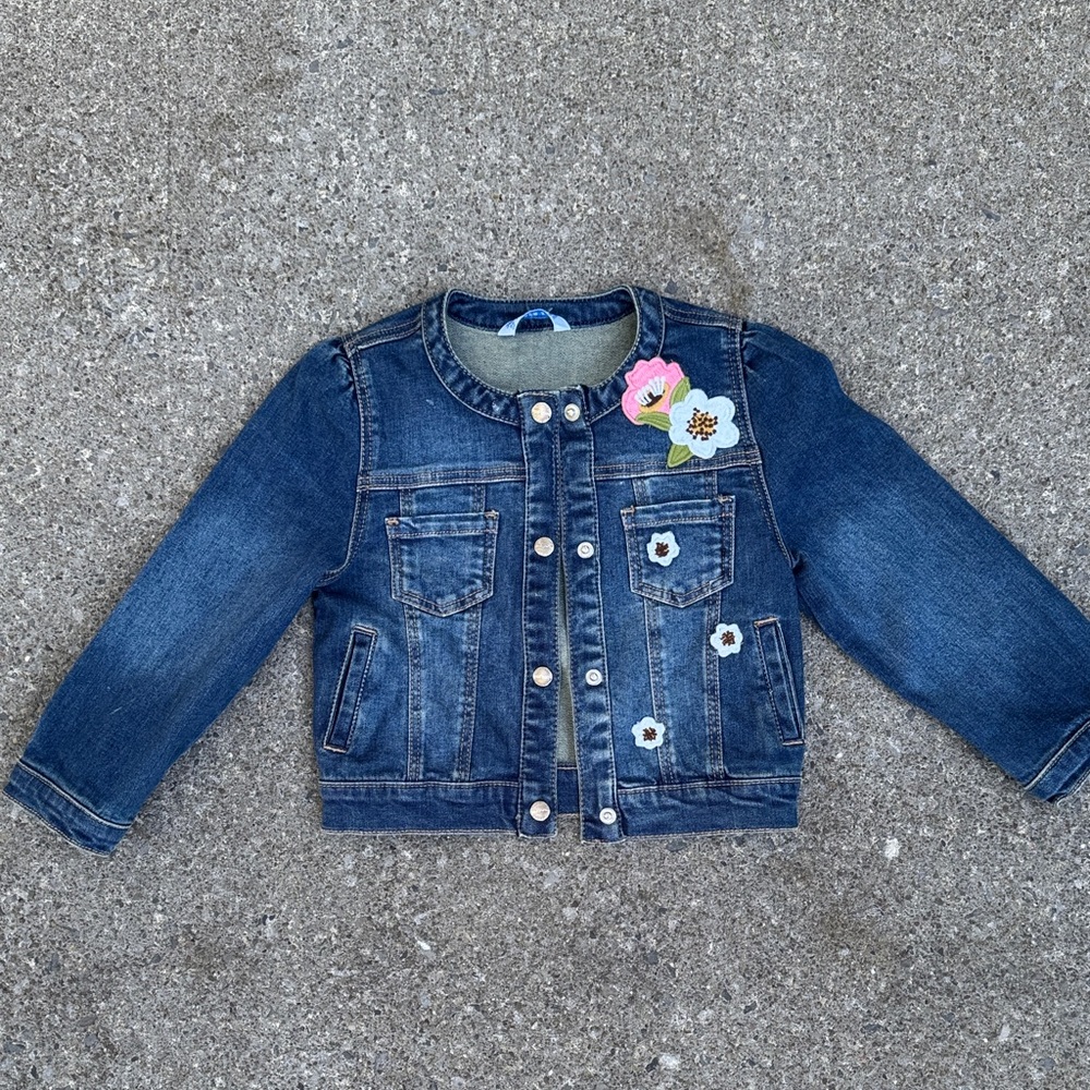 Mayoral Blue Denim Jacket with Floral Details